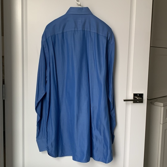 John W. Nordstrom Blue Herringbone Pattern Dress Shirt, Size 17-37 - Picture 6 of 12